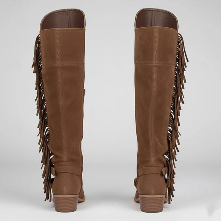 Solène | Suede Fringe Knee Boots
