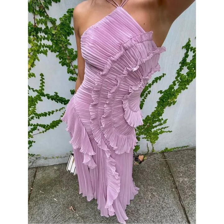Mara | Halter Ruffle Maxi Dress