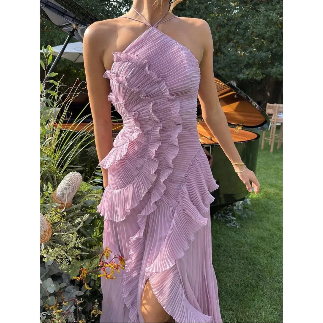 Mara | Halter Ruffle Maxi Dress