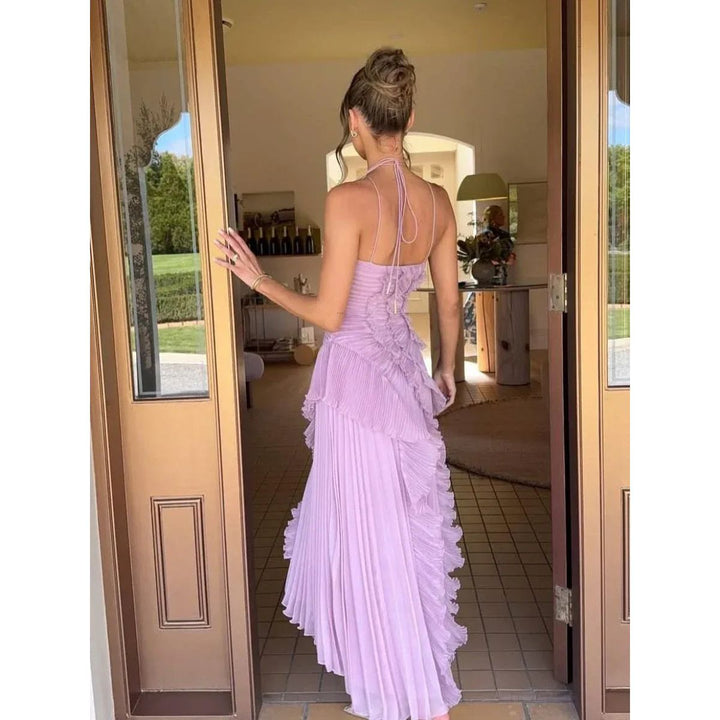 Mara | Halter Ruffle Maxi Dress