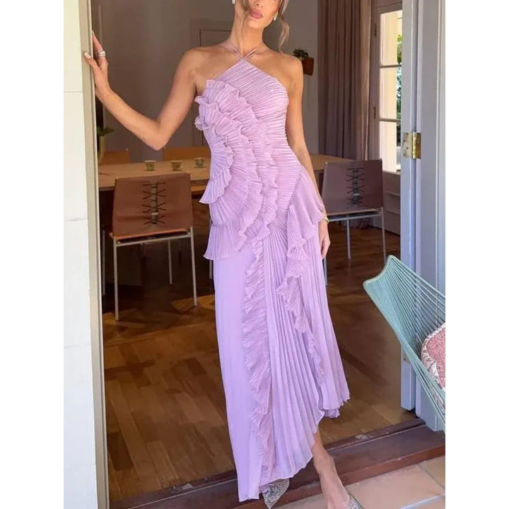Mara | Halter Ruffle Maxi Dress