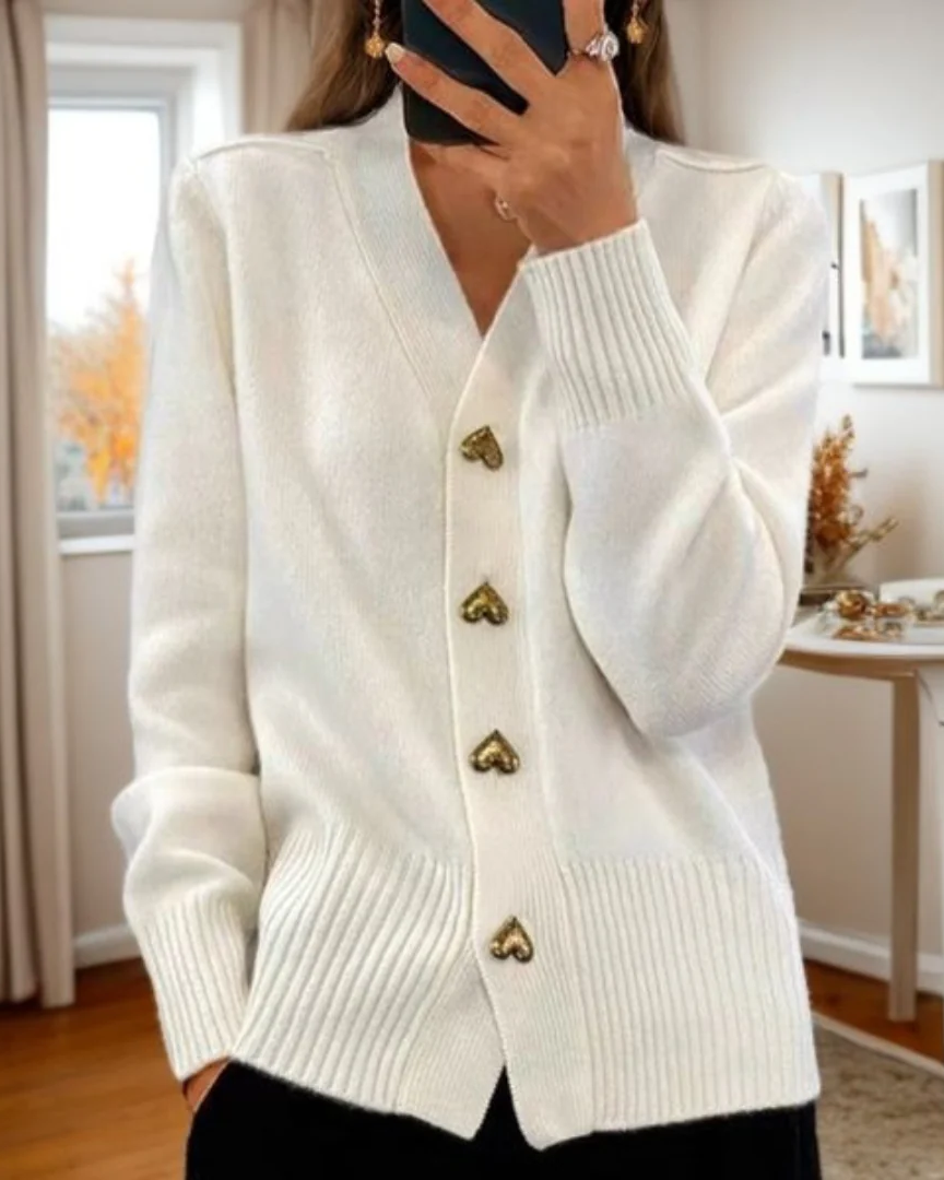 Amara | Heart-Detail Knit Cardigan