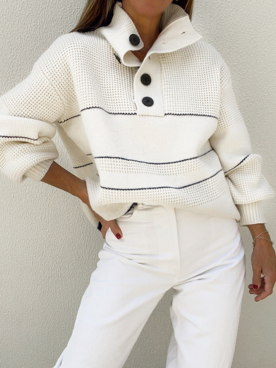 Liora Sweater – Open Collar Knit