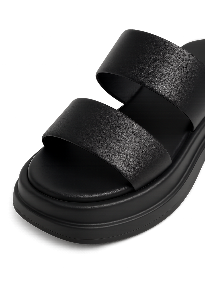Calf Leather Sandals – Chunky High Heel