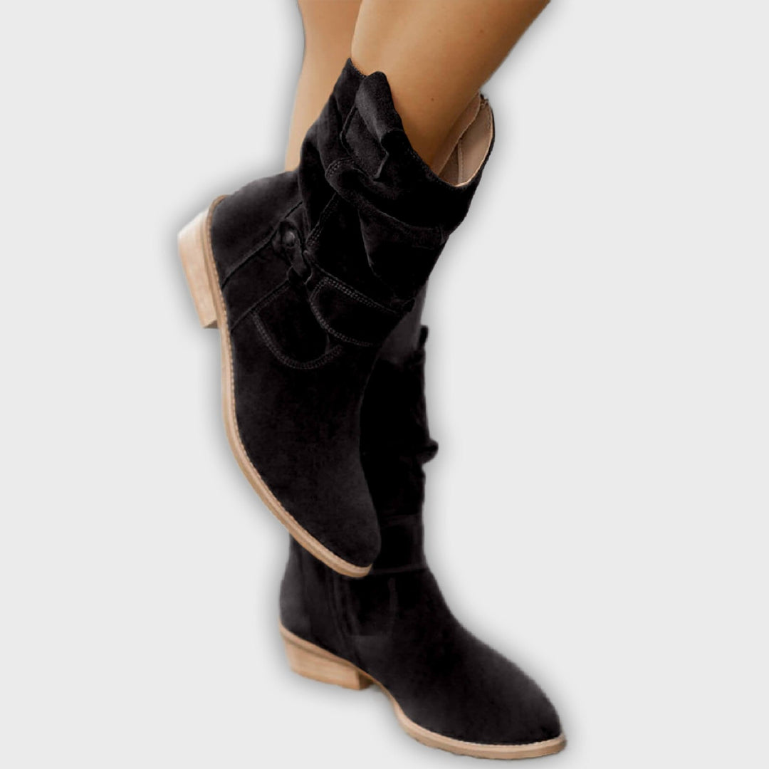Thora | Mid-Calf Faux Suede Boots