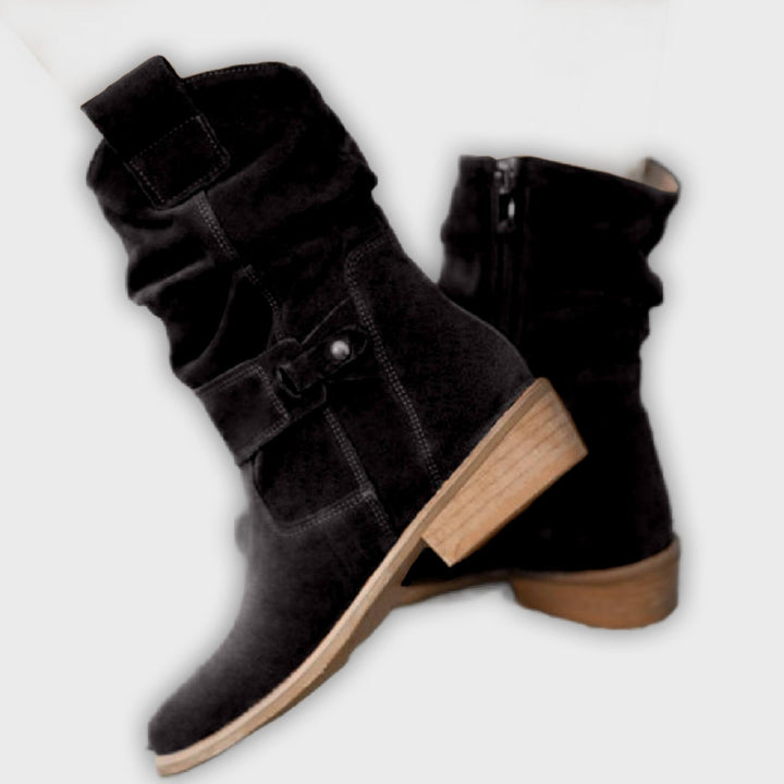 Thora | Mid-Calf Faux Suede Boots