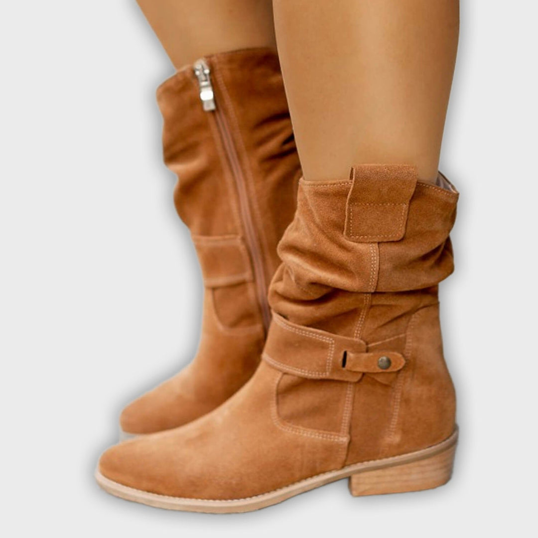 Thora | Mid-Calf Faux Suede Boots
