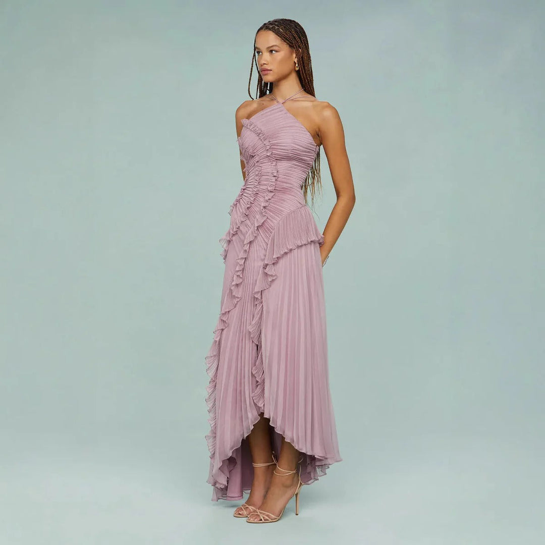 Mara | Halter Ruffle Maxi Dress
