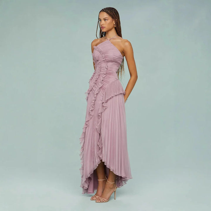 Mara | Halter Ruffle Maxi Dress