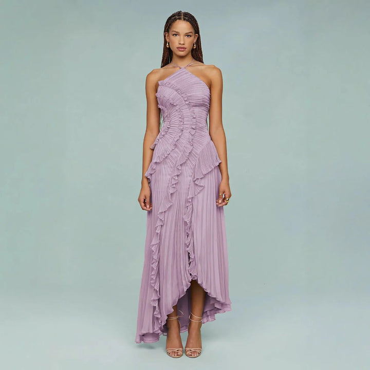 Mara | Halter Ruffle Maxi Dress