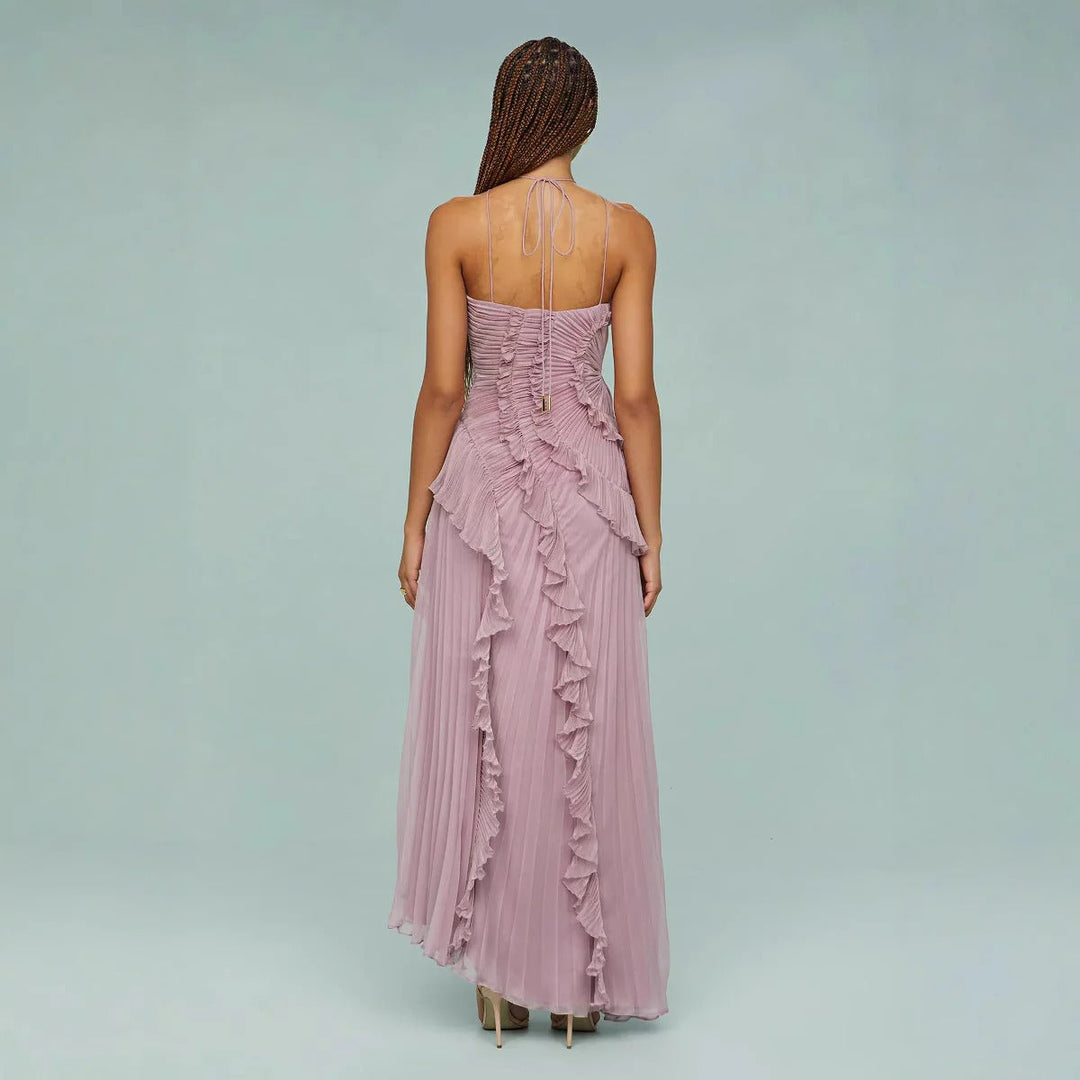 Mara | Halter Ruffle Maxi Dress