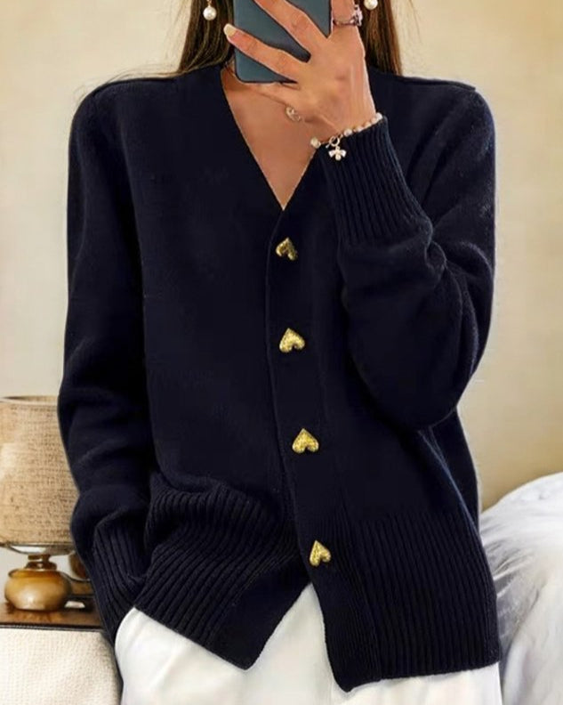 Amara | Heart-Detail Knit Cardigan