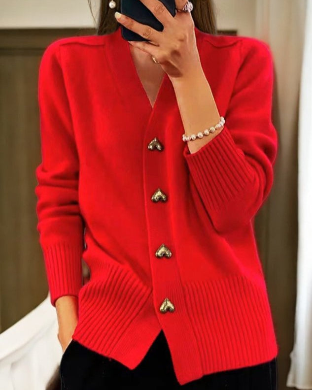 Amara | Heart-Detail Knit Cardigan